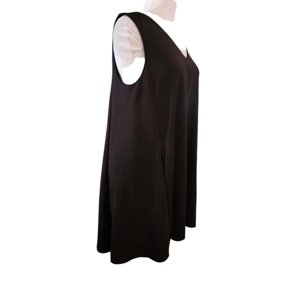 Alfani Black Sleeveless V-Neck Fit & Flare Pleated Dress w/ Pockets Size 16